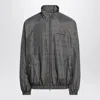 Balenciaga Zipped Jacket With Brown And Blue Checked Motif In Gray