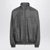 Balenciaga Zipped Jacket With Brown And Blue Checked Motif In Gray