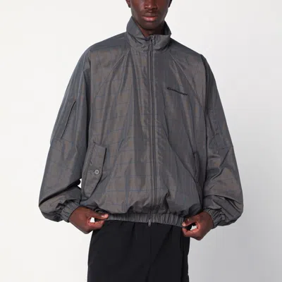 Balenciaga Grey/blue Nylon Zip-up Jacket In Gray