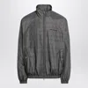 Balenciaga Zipped Jacket With Brown And Blue Checked Motif In Gray