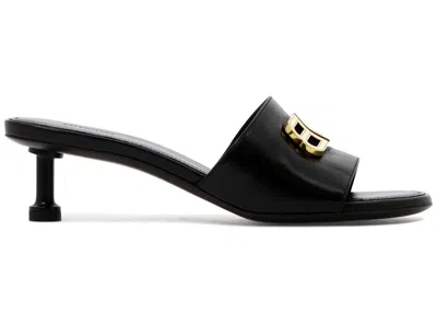 Pre-owned Balenciaga Groupie 50mm Mule Sandals Leather (women's) Sneakers In Black