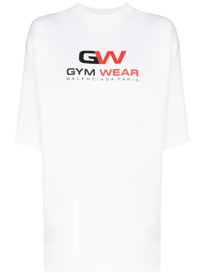 Balenciaga Gym Wear Logo-print T-shirt In White