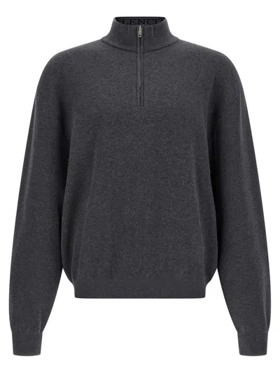 Balenciaga Half Zip Sweater Sweaters And Cardigans Gray In Blue