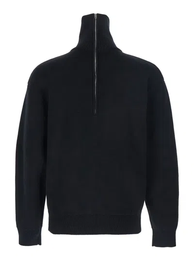 Balenciaga Half-zip Turtleneck Sweater In Black