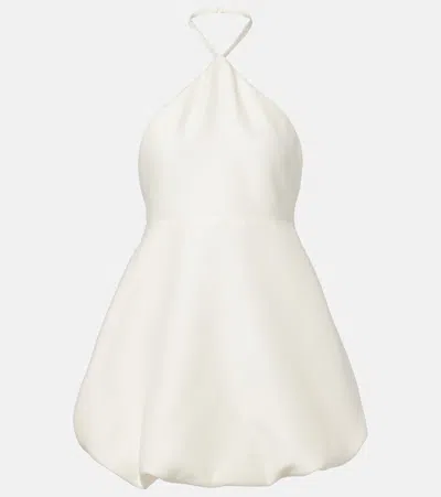 Balenciaga Halterneck Peplum Wool And Silk Minidress In White