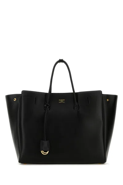 BALENCIAGA BALENCIAGA BLACK LEATHER CARRY ALL HAMPTON SHOPPING BAG
