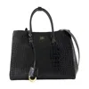 Balenciaga Hampton Carry All Crocodile-effect-leather Tote Bag In Black