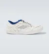 Balenciaga Hamptons Distressed Leather Sneakers In White