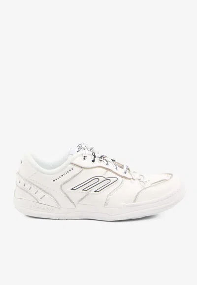 Balenciaga Women Hamptons Worn-out Leather Low-top Sneakers In Neutral