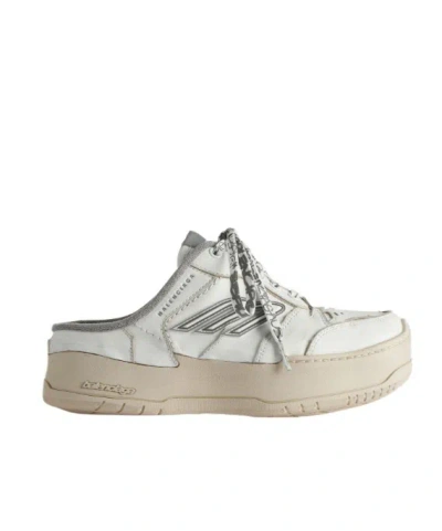 Balenciaga Hamptons Platform Mules In White