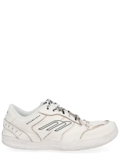 Balenciaga Women Hamptons Worn-out Leather Low-top Sneakers In Neutral