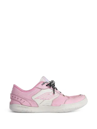 Balenciaga Hamptons Lace Up Sneakers Leather Sole In Pink