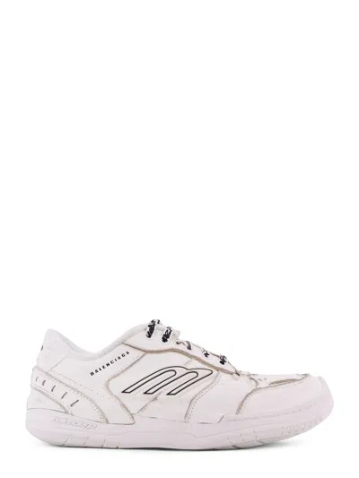 Balenciaga Hamptons Worn-out Leather Low-top Sneakers In White