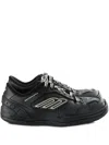 Balenciaga Leather Hamptons Platform Sneakers In Black