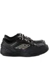 Balenciaga Hamptons Worn-out Low-top Leather Sneakers In Black