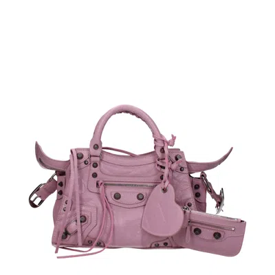 Balenciaga Hand Bags Neo Cagole Woman Pink/pink Leather Powder In Purple