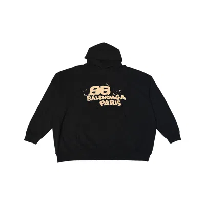 Balenciaga Hand Drawn Bb Icon Hoodie Black