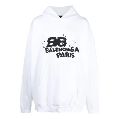 Balenciaga Hand-drawn Bb Icon Hoodie Large Fit 'white'