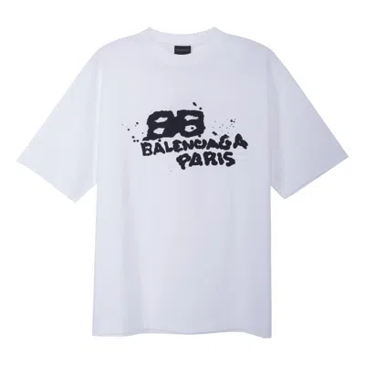 Balenciaga Hand-drawn Bb Icon T-shirt Medium Fit 'white Black'