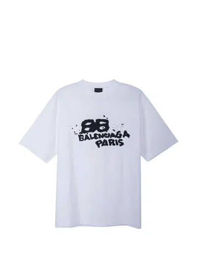 Balenciaga Hand Drawn Bb Icon T-shirt In White