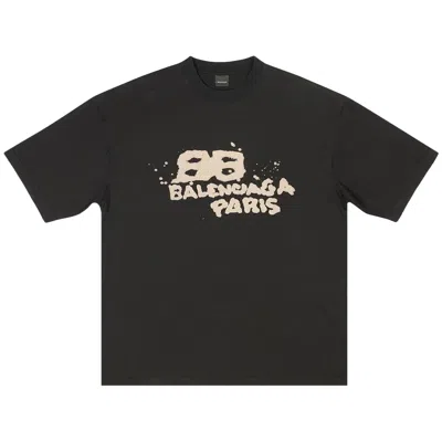 Pre-owned Balenciaga Hand Drawn Bb Icon Vintage T-shirt 'black/beige' | Men's Size Xl
