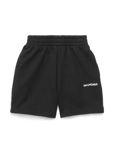 Balenciaga Kid's Hand Drawn Jogging Shorts In Black