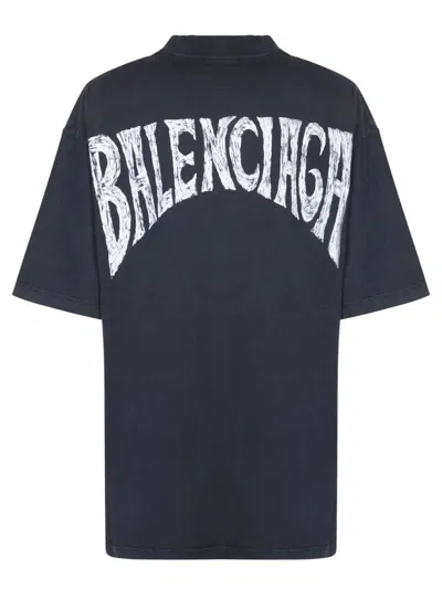 Balenciaga Hand Drawn Cotton T-shirt In Black