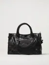 Balenciaga Leather Shoulder Bag With Front Zip Pocket In Black