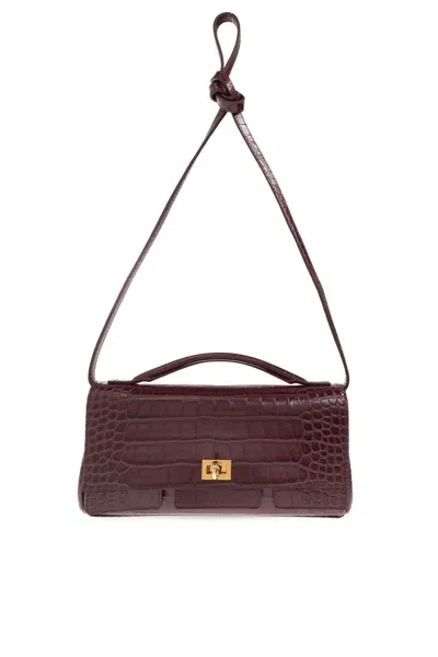 Balenciaga Bel Air Flap Leather Top-handle Bag In Burgundy