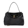 Balenciaga Medium Rodeo Top Handle Bag In Croc-embossed Leather In Black