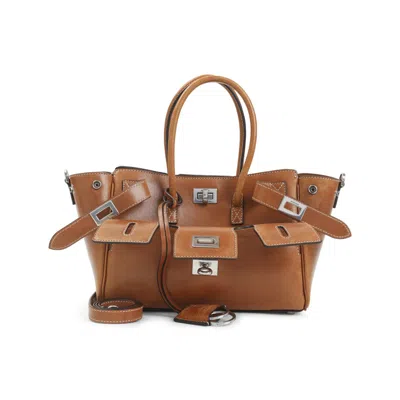 Balenciaga Tan Bel Air Carry All Satchel In Brown