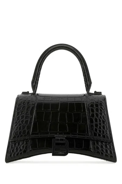 Balenciaga Women Black Leather Small Hourglass Handbag