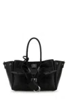 Balenciaga Women Black Leather Carry All Bel Air Shopping Bag