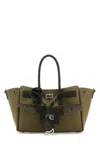 Balenciaga Women Army Green Canvas Medium Carry All Bel Air Handbag