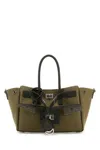 Balenciaga Women Army Green Canvas Medium Carry All Bel Air Handbag
