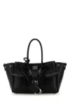 Balenciaga Women Black Leather Carry All Bel Air Shopping Bag