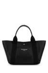 Balenciaga Black Leather Medium Biarritz Shopping Bag In Black