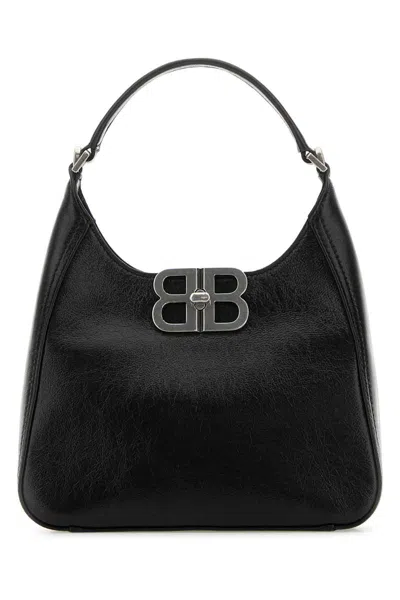 Balenciaga Black Leather Bb Soft Handbag