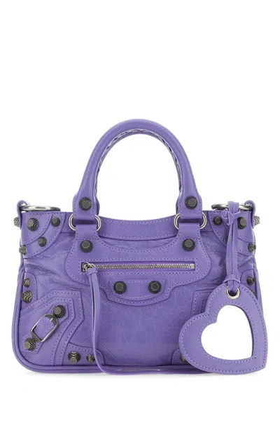 Balenciaga Women Light Purple Nappa Leather Neo Cagole S Handbag