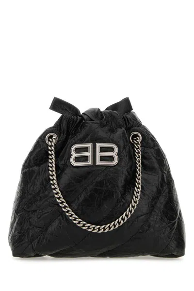 Balenciaga Xs Crush Quilted Leather Tote Bag In Black