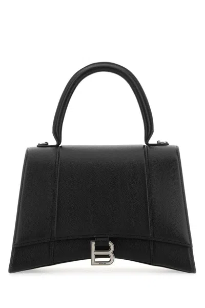 Balenciaga Black Leather Medium Hourglass Handbag In 1000
