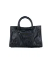 Balenciaga Leather Shoulder Bag With Front Zip Pocket In Black