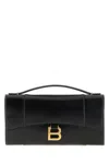 Balenciaga Women Horglss Poch Leather Handbag In Black