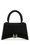 Balenciaga Black Satin Small Hourglass Handbag In Black