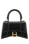 Balenciaga Hourglass Small Leather Top Handle Shoulder Bag In Black