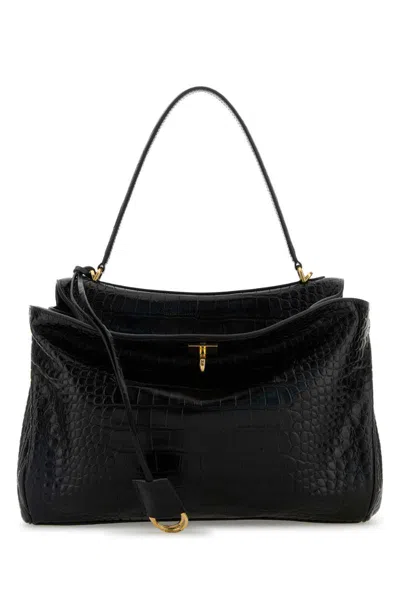 Balenciaga Women Black Leather Rodeo Handbag