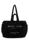 Balenciaga Black Canvas And Mesh Medium 24/7 Shopping Bag In Black
