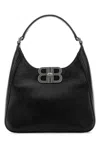 Balenciaga Bb Soft Lambskin Leather Hobo Bag In Black