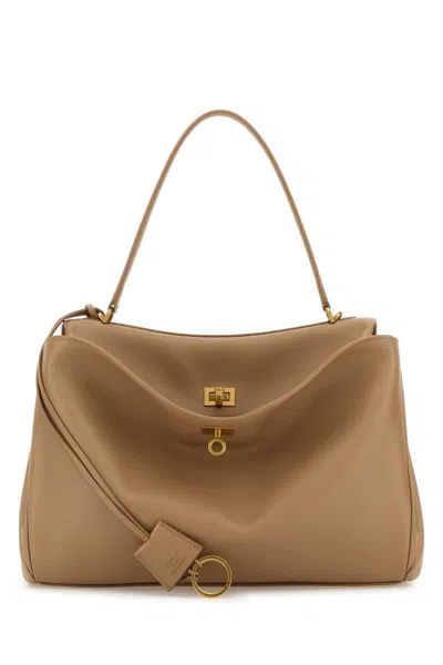 Balenciaga Rodeo Calfskin Shoulder Bag In Neutral
