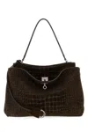Balenciaga Womens Brown Rodeo Medium Croc Suede Top-handle Bag In Brown